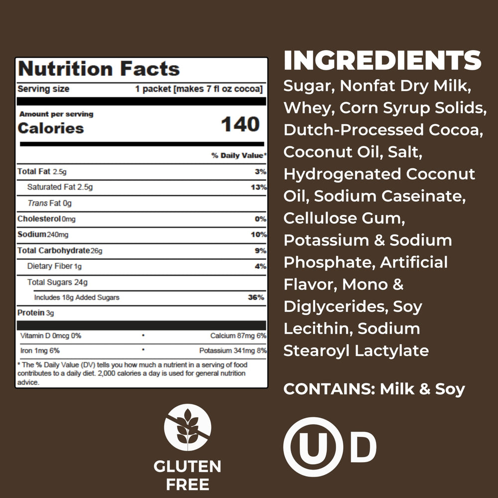 Cocoa Classics etiqueta con certificación kosher dairy confianza