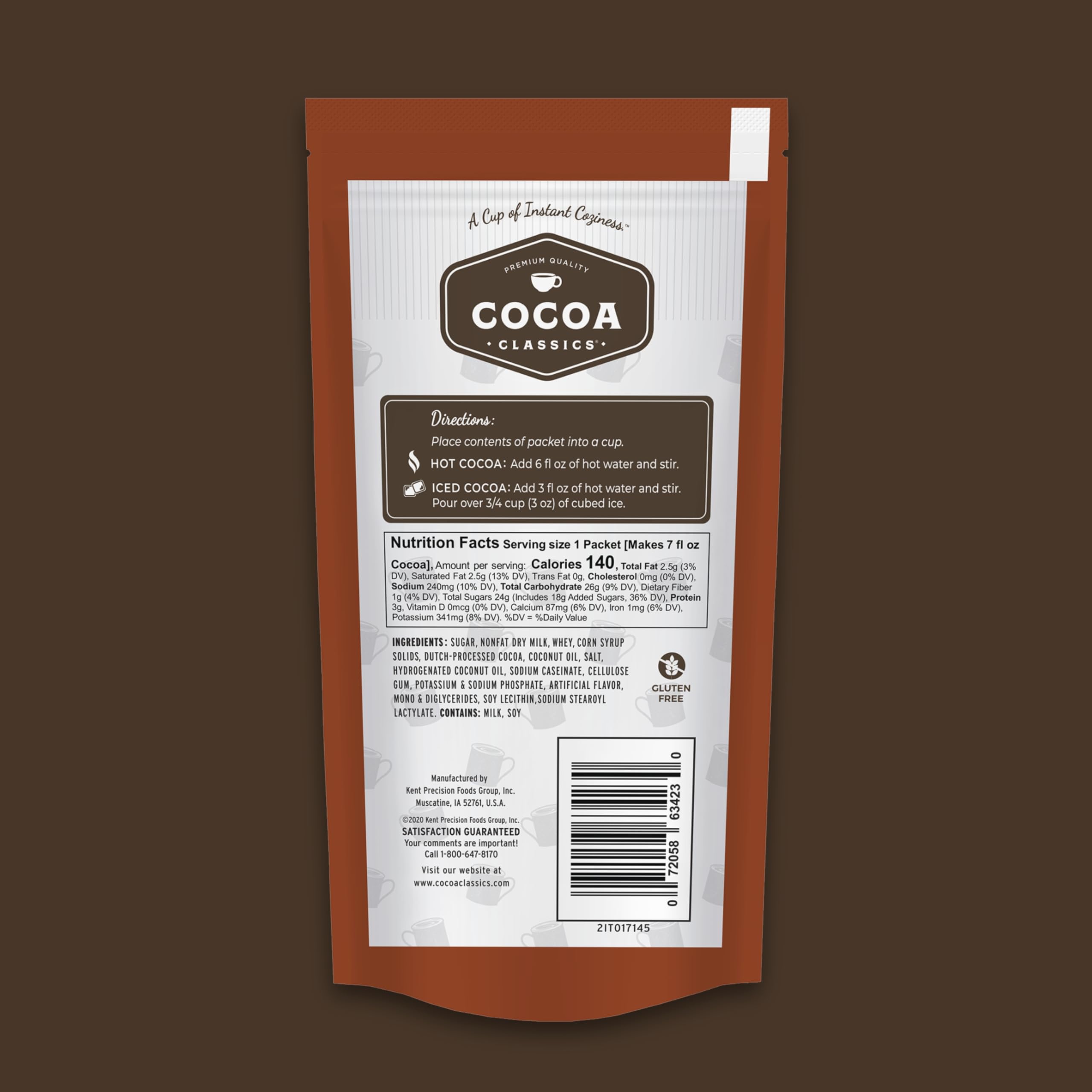 Cocoa Classics comparación de tamaño del sobre práctico para llevar