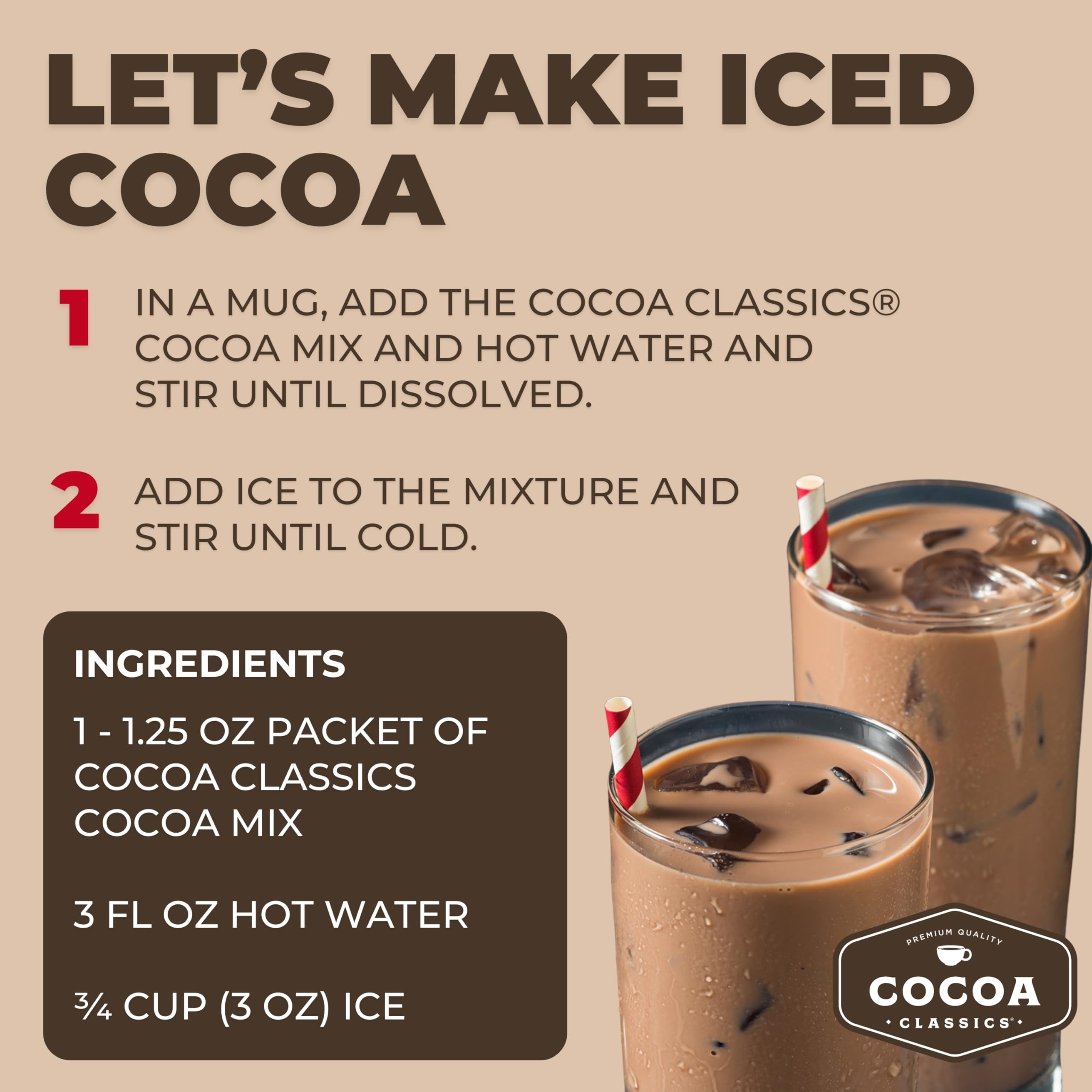 Cocoa Classics sobre abierto con mezcla visible para preparación instantánea