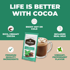Cocoa Classics bebida en taza mostrando textura cremosa y sin grumos