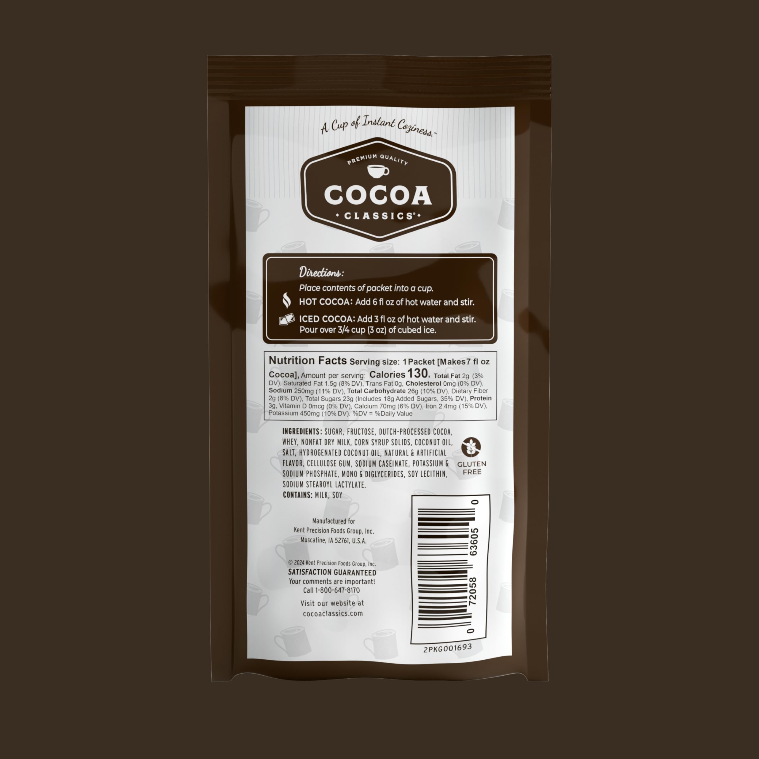 Cocoa Classics bebida en taza mostrando textura cremosa y sabor intenso