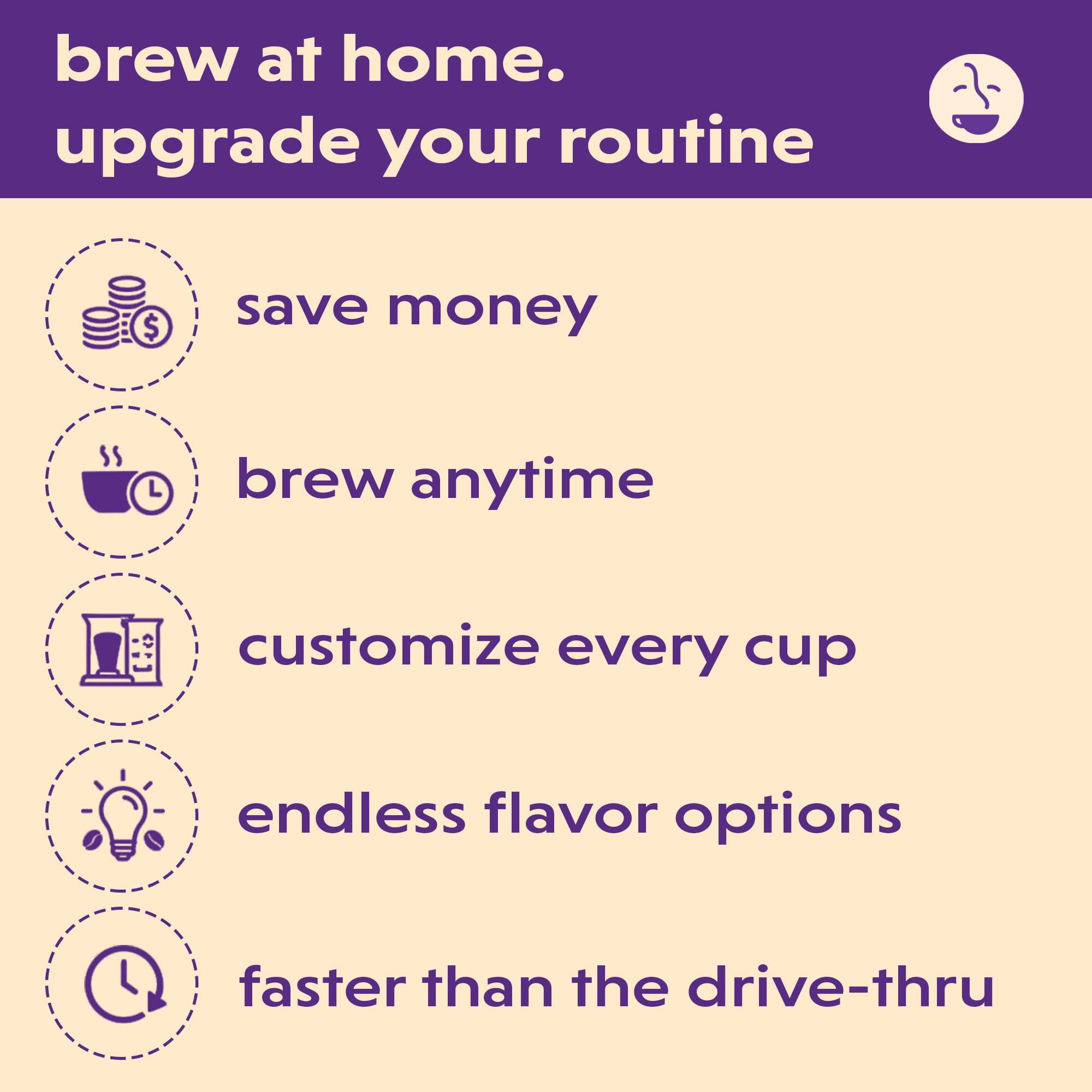 Coffee Bean Direct taza servida con crema y notas de postre