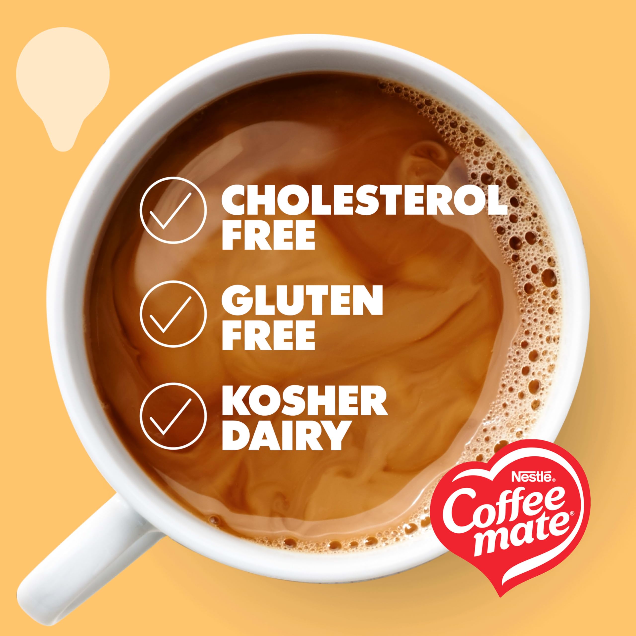 Coffee mate comparativa tamaño en mano para visualizar porción y practicidad