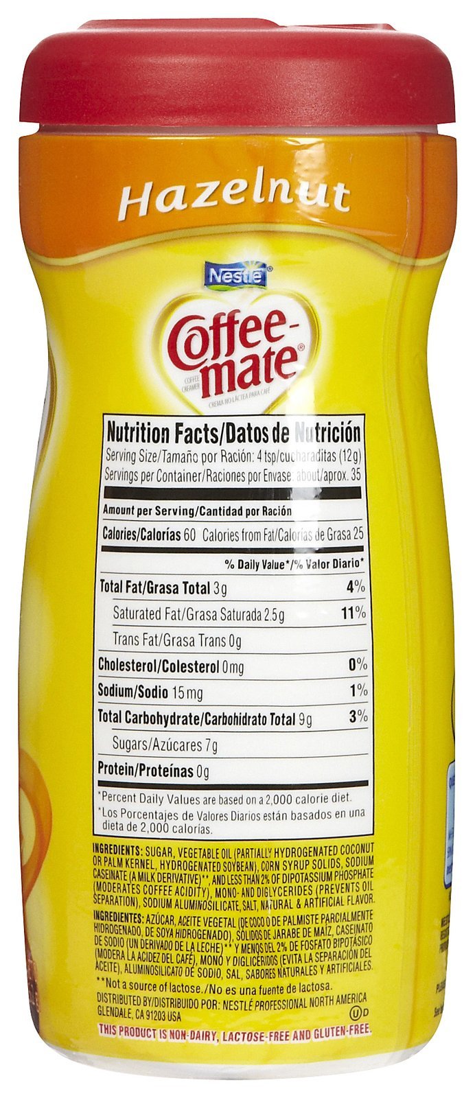 Coffee‑mate detalle de tapa abatible para vertido higiénico y controlado