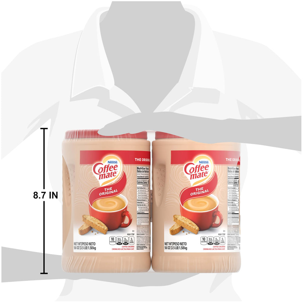 Coffee Mate etiqueta nutricional visible con beneficios dietarios