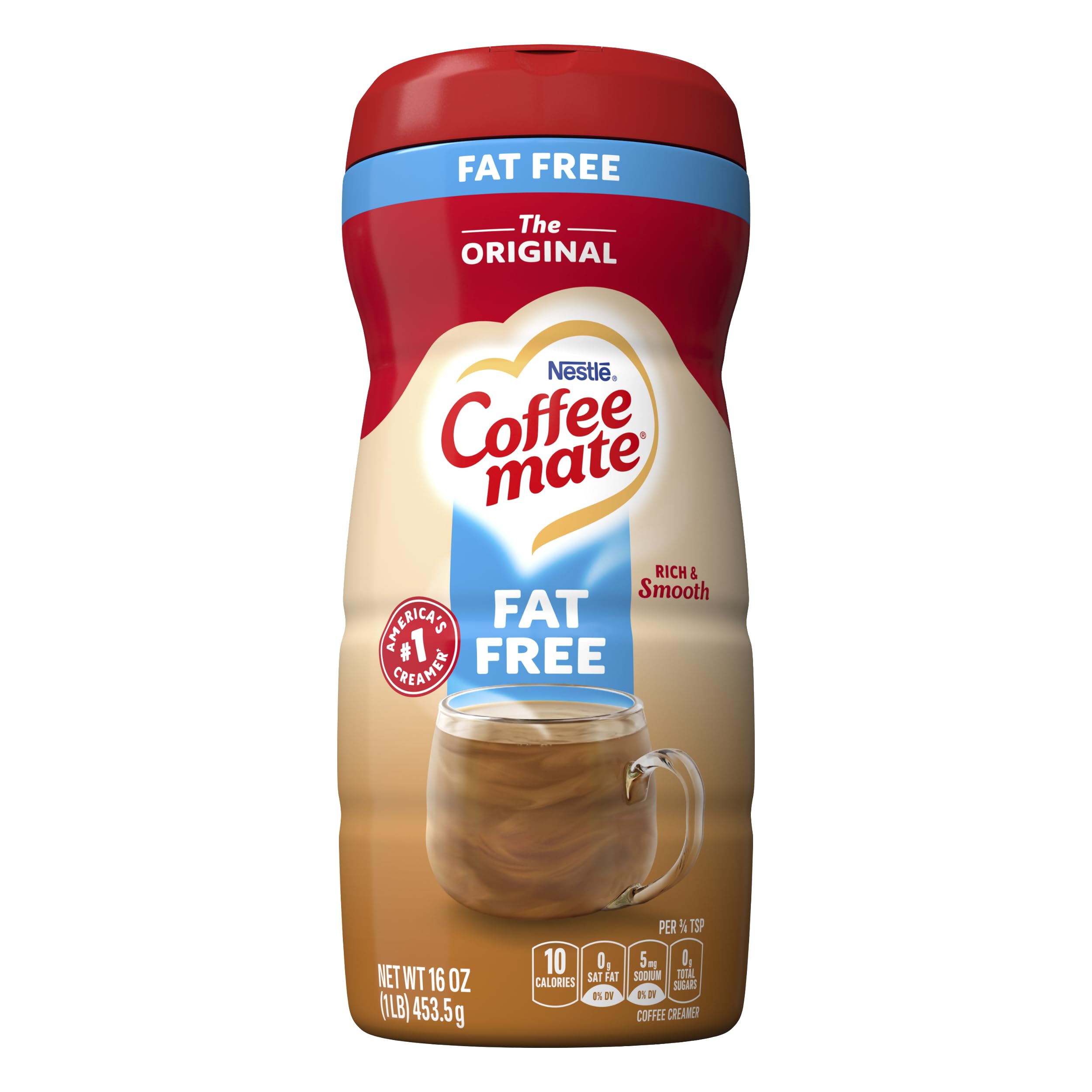 Coffee Mate frente del empaque mostrando 16 oz y marca, práctico para despensa