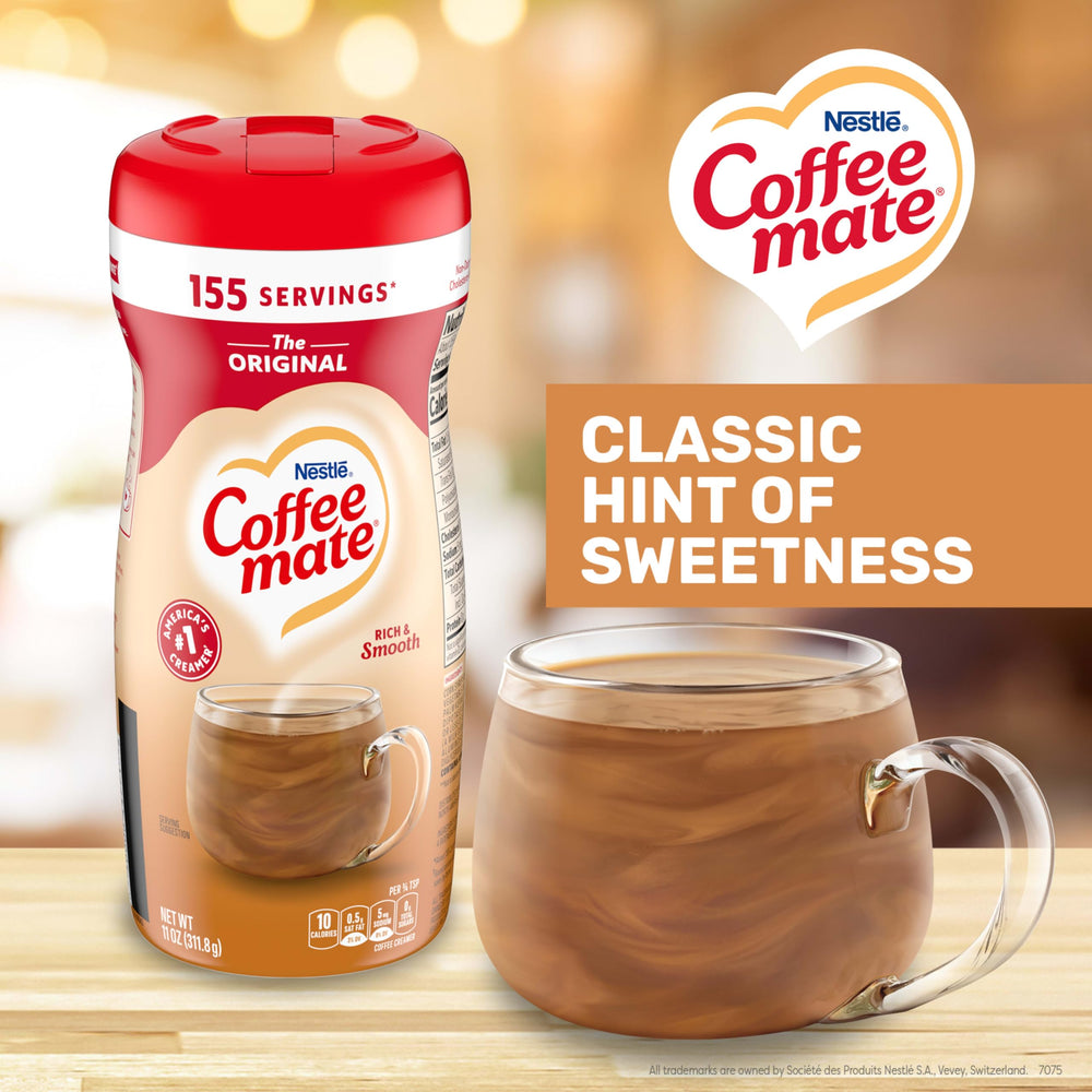 Coffee Mate polvo textura cercana disolución rápida y cremosa