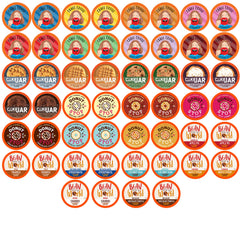 Coffee Pod Variety Packs vista frontal del empaque mostrando variedad y cantidad