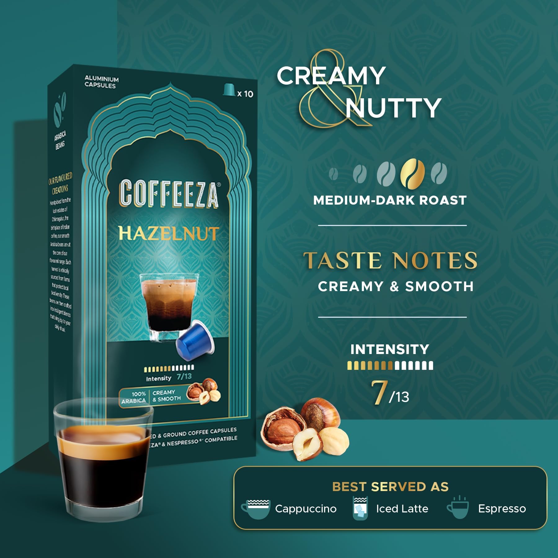 Coffeeza cápsula de aluminio en primer plano, conserva aromas y frescura