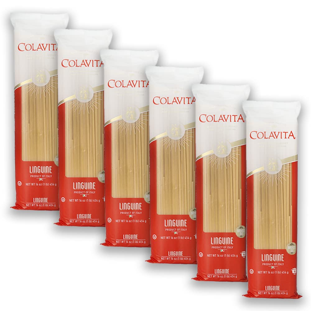 Colavita linguine frente del paquete mostrando marca y textura consistente