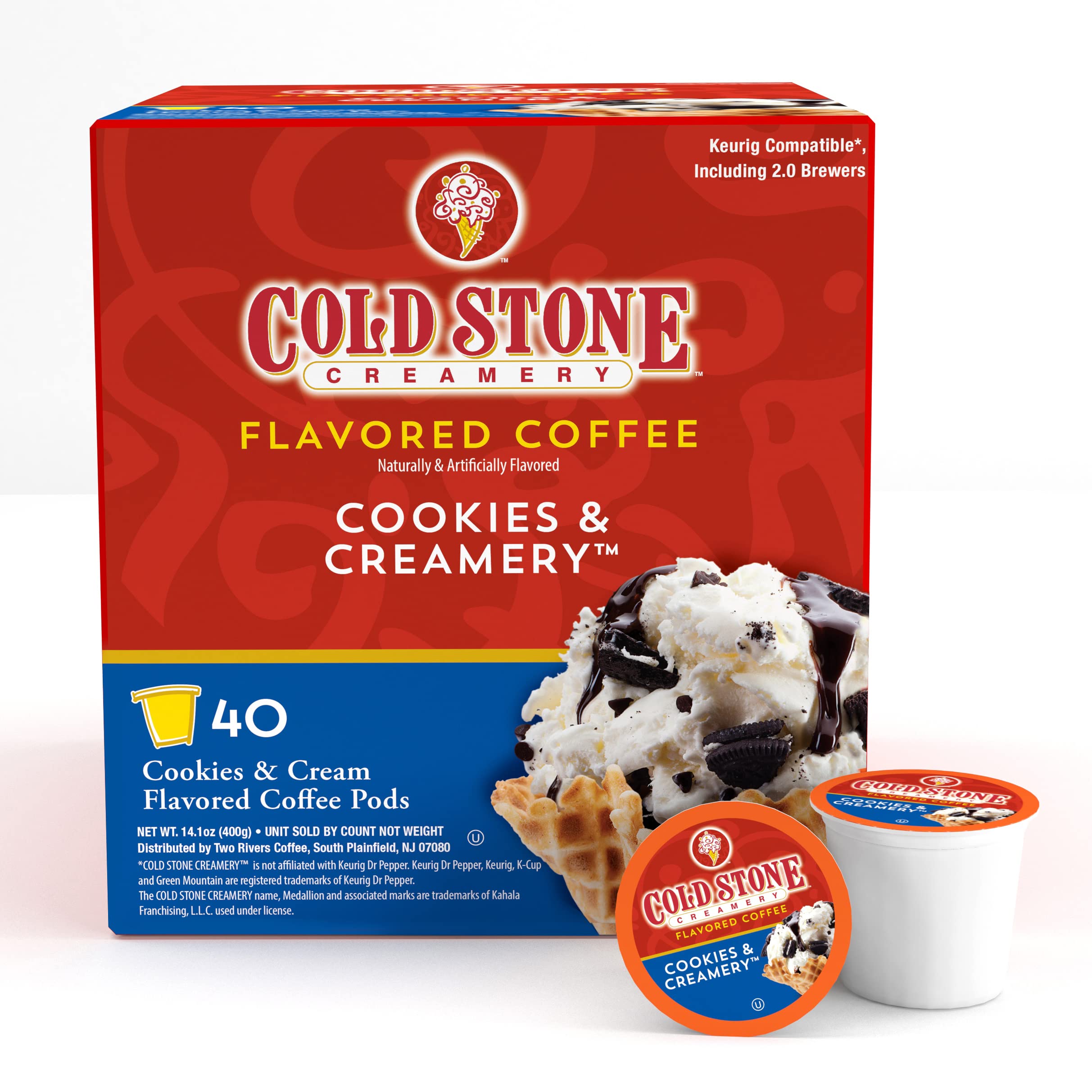 Cold Stone Creamery Beverages detalle de cápsula y etiqueta, garantía de calidad