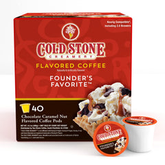 Cold Stone Creamery cápsula en primer plano con superficie texturizada y aroma realzado