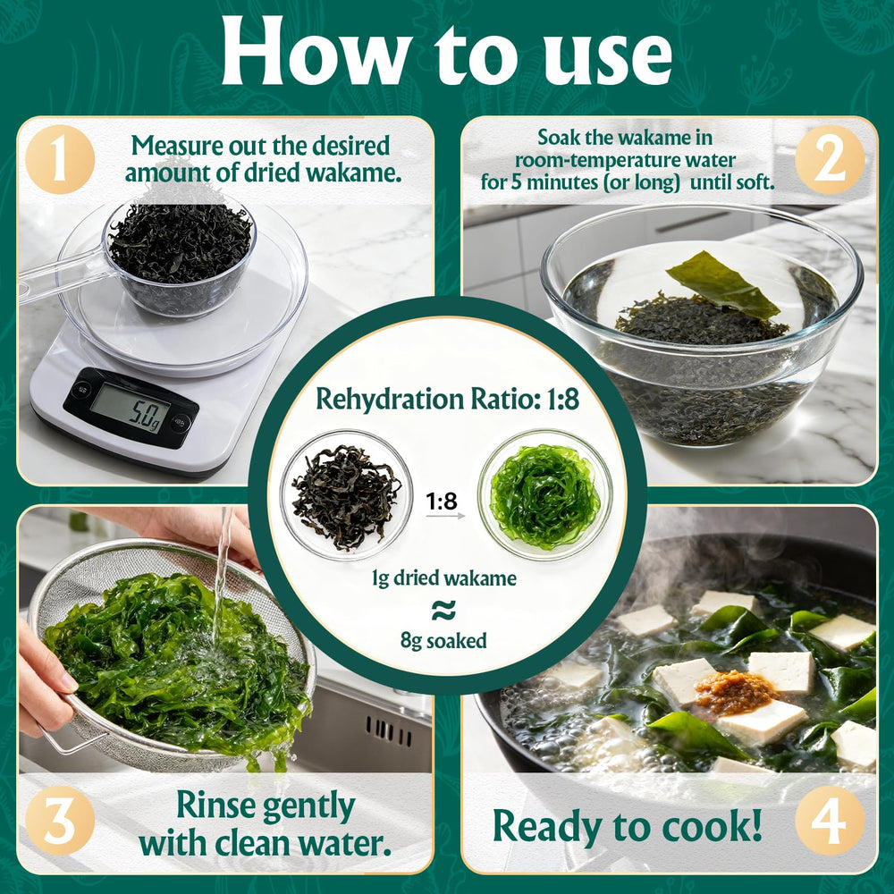 Colehechr wakame en sopa miso añade textura y sabor marino