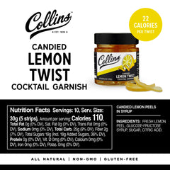 Collins etiqueta del frasco con ingredientes, claridad y confianza