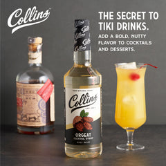 Collins Orgeat Syrup detalle de etiqueta mostrando ingredientes naturales
