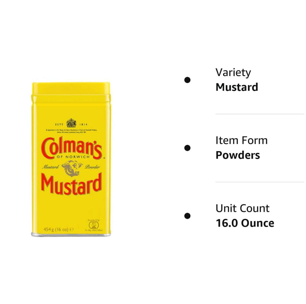 Colman's junto a otros frascos para comparar tamaño y cantidad en la despensa