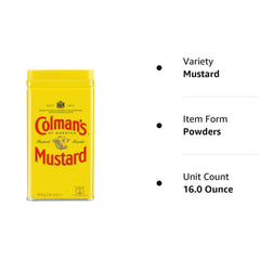 Colman's junto a otros frascos para comparar tamaño y cantidad en la despensa