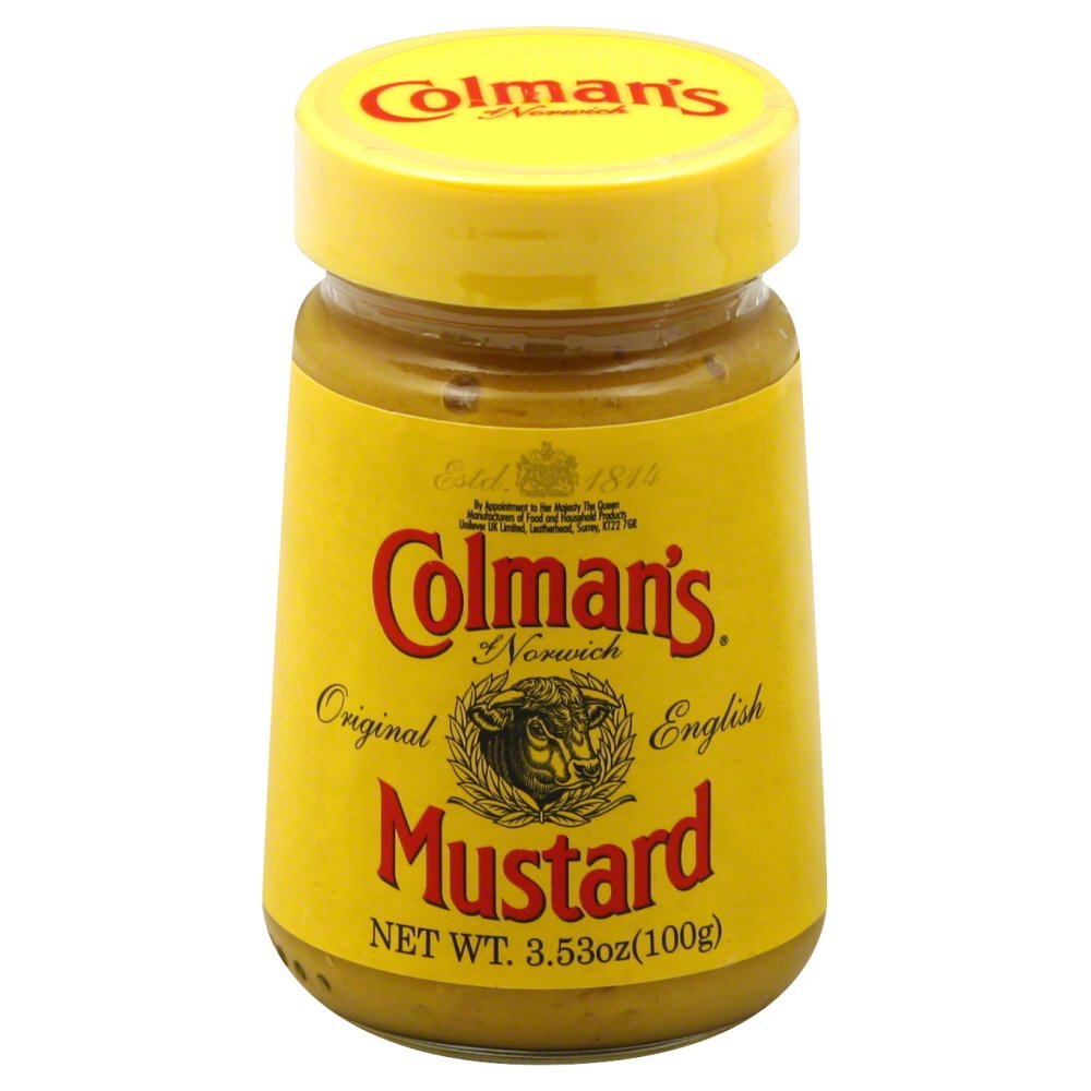Colman's frasco frontal 28 oz mostrando etiqueta clásica y sabor intenso