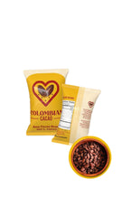 Colombian Cacao primer plano de granos con textura para apreciar frescura y sabor
