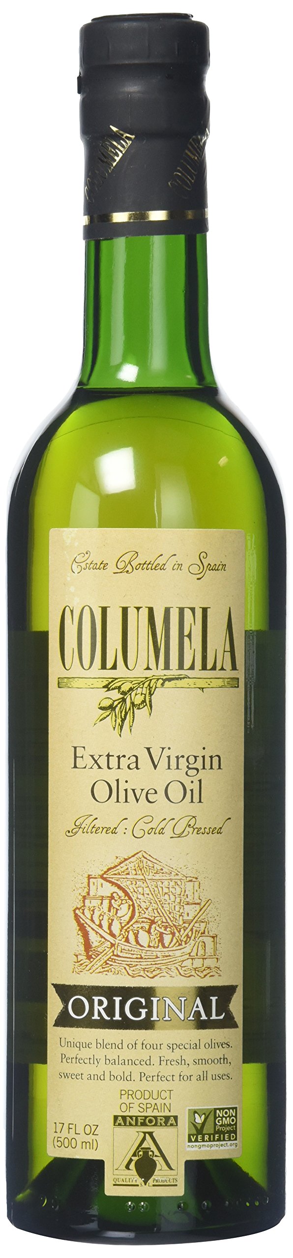 Columela botella frontal 17 oz mostrando etiqueta y vidrio que conserva frescura
