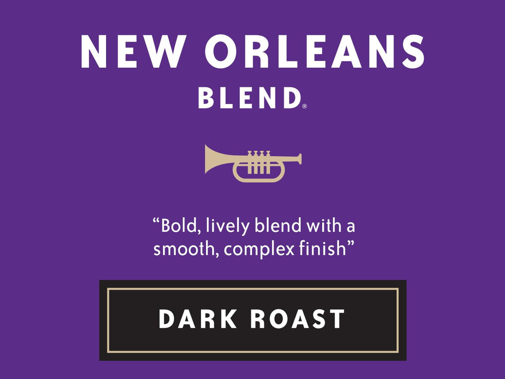 Community Coffee taza servida con mezcla New Orleans, sabor intenso y acabado suave