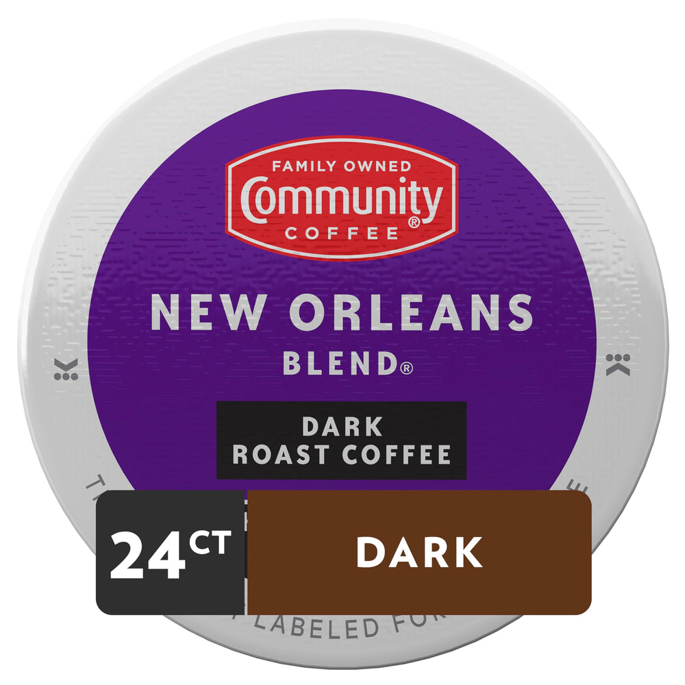 Community Coffee detalle de tapa de cápsula compatible Keurig, sellado que conserva aroma