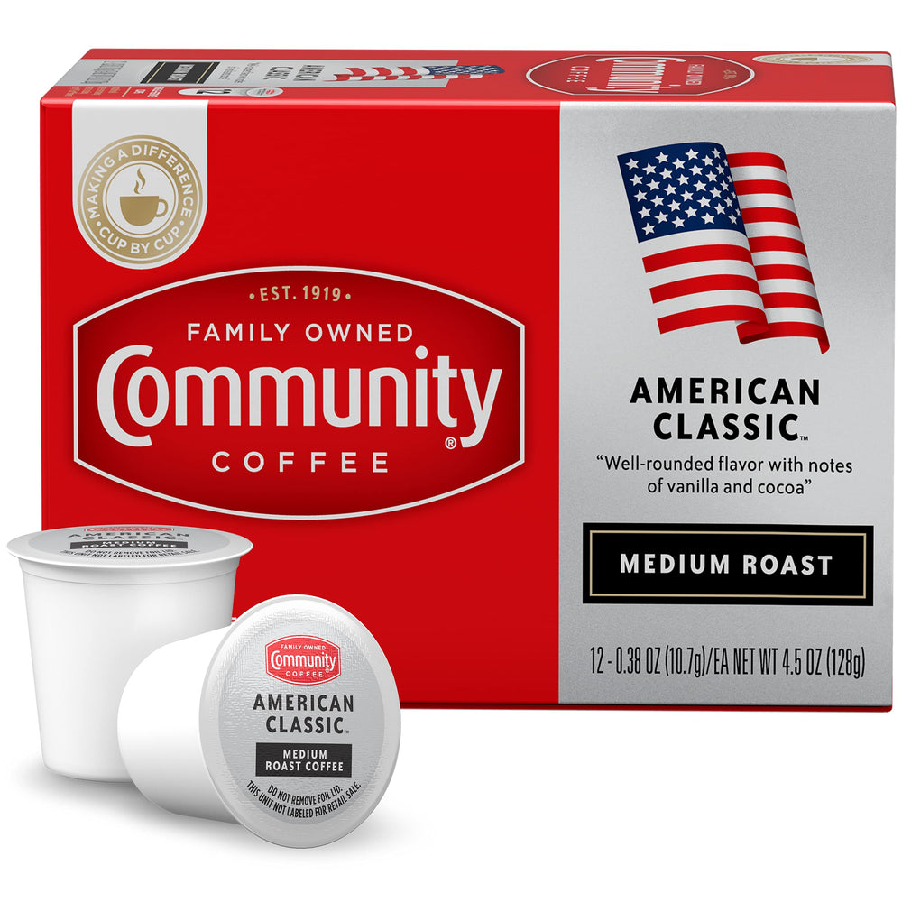 Community Coffee frente del paquete mostrando marca y conveniencia