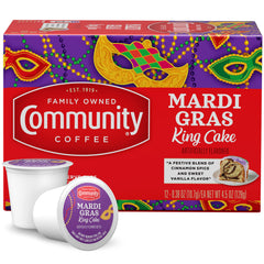 Community Coffee paquete frontal mostrando cápsulas y beneficio conveniencia