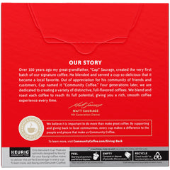 Community Coffee primer plano de cápsula mostrando calidad del sellado
