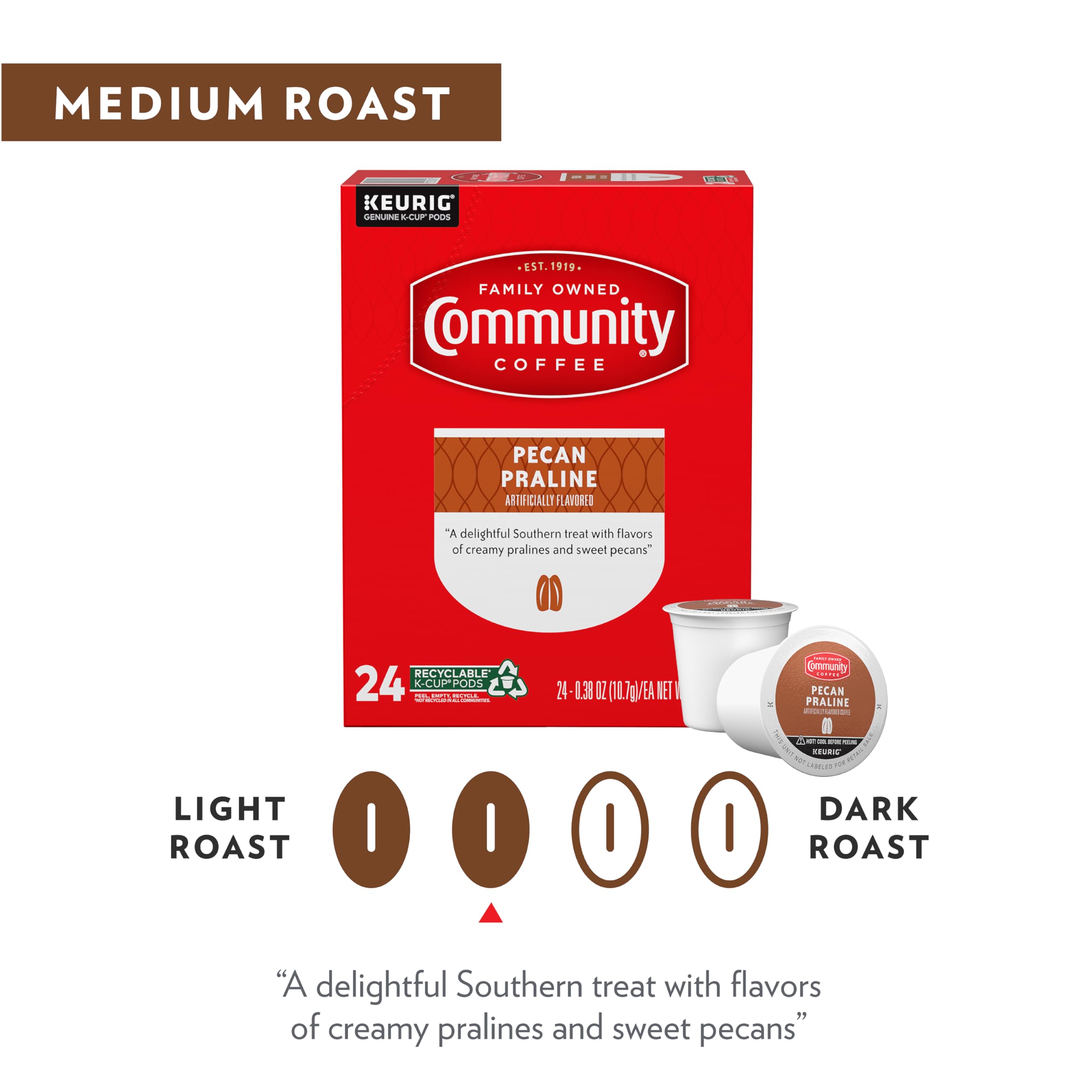 Community Coffee etiqueta con información de ingredientes y origen responsable