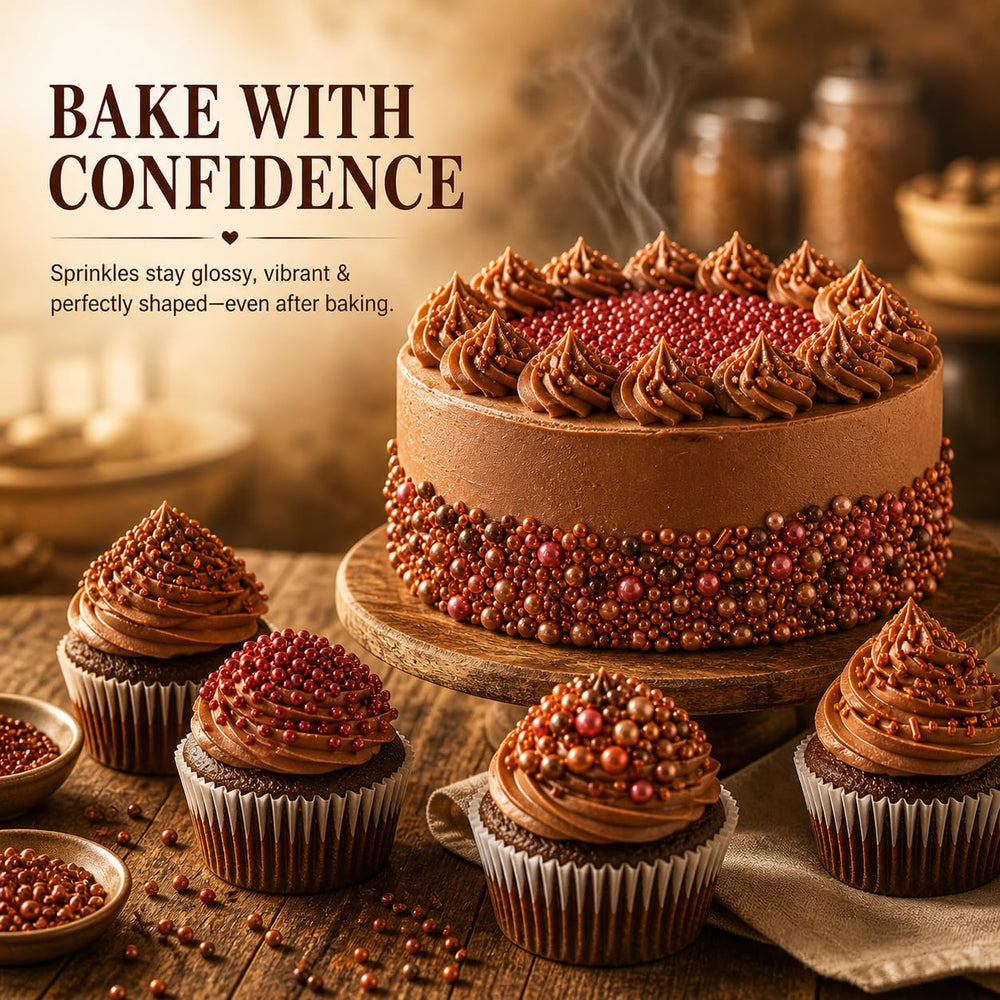 Confect sprinkles aplicados en cupcake para acabado elegante