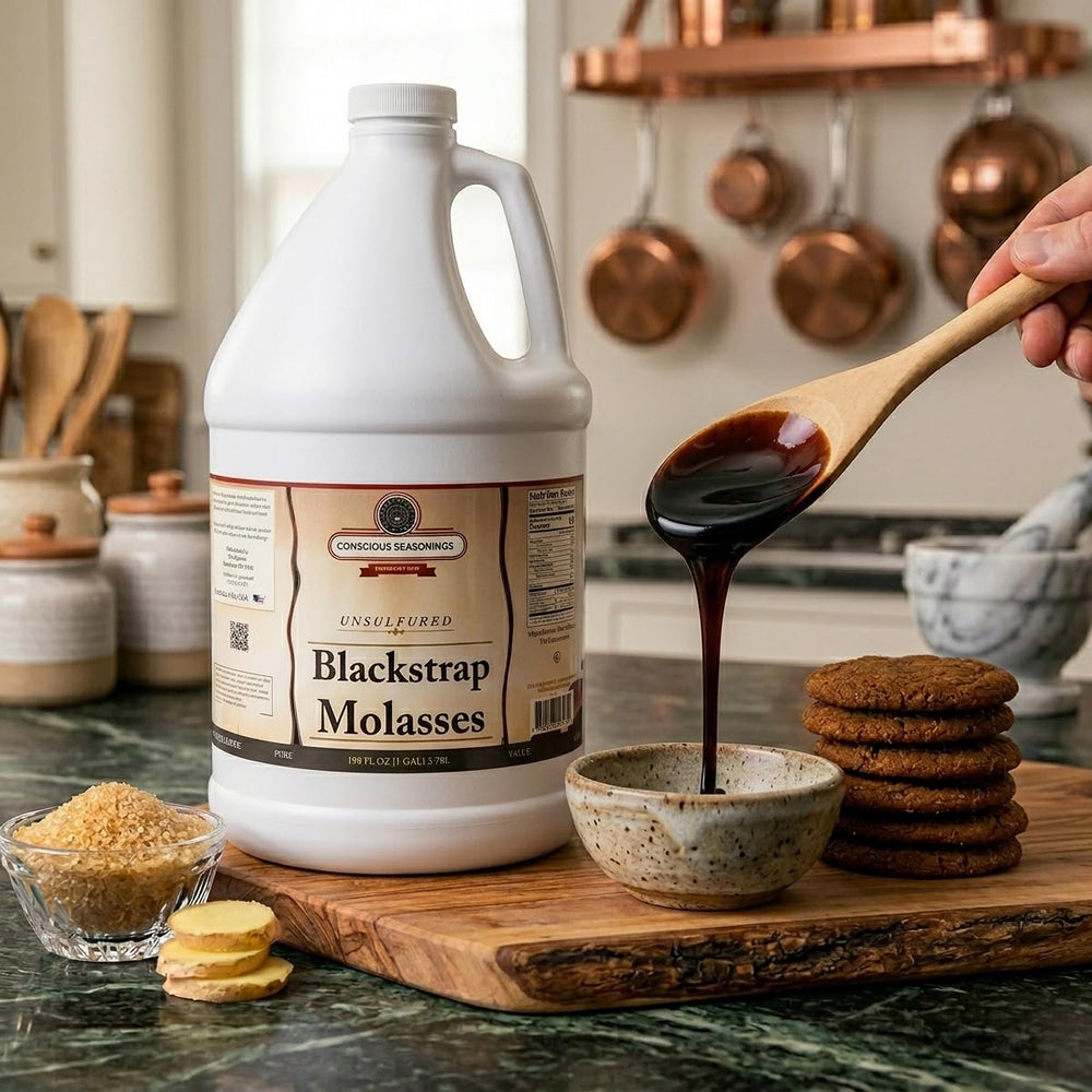 Conscious Seasonings etiqueta y tapa roscada para almacenamiento hermético