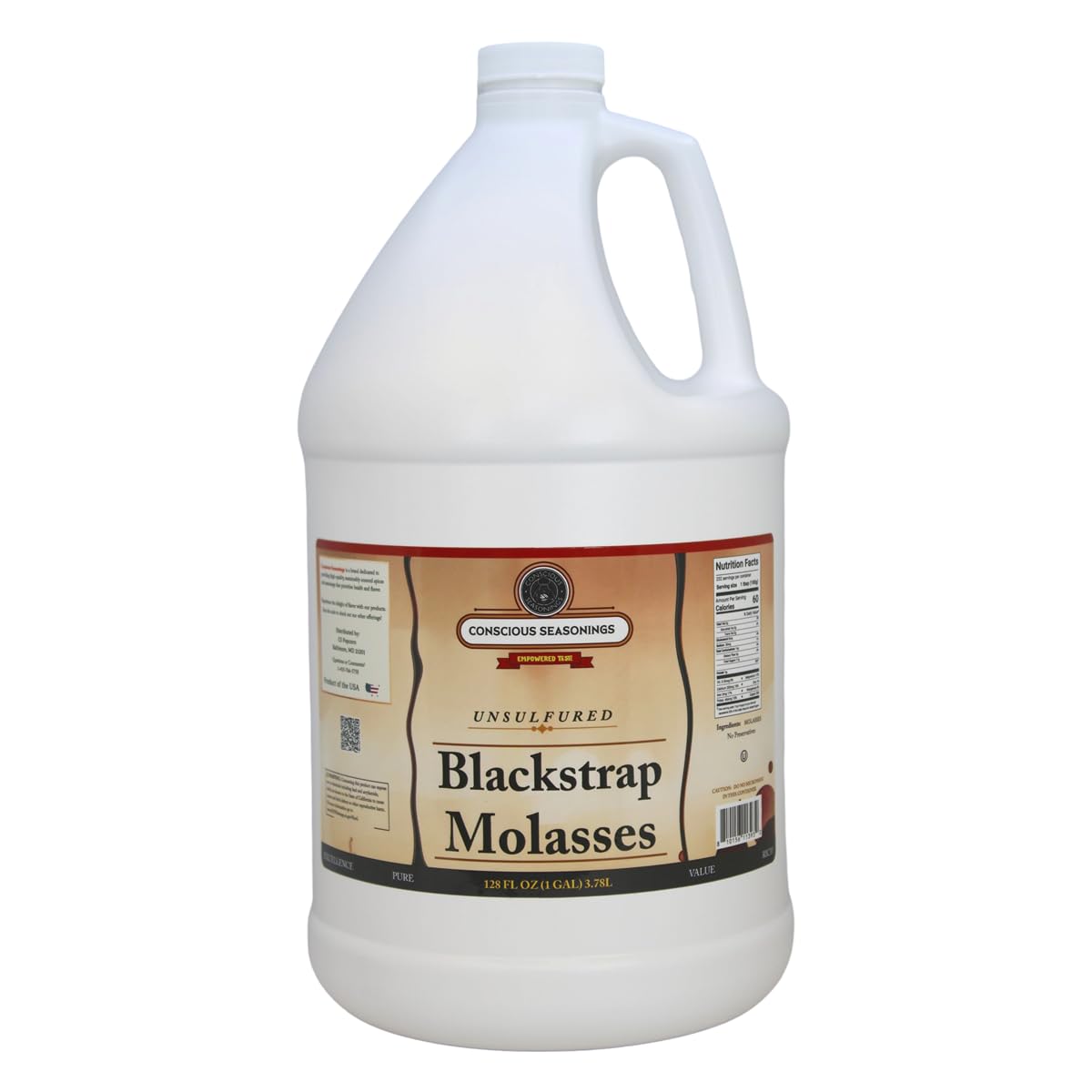 Conscious Seasonings galón frontal mostrando envase y capacidad grande