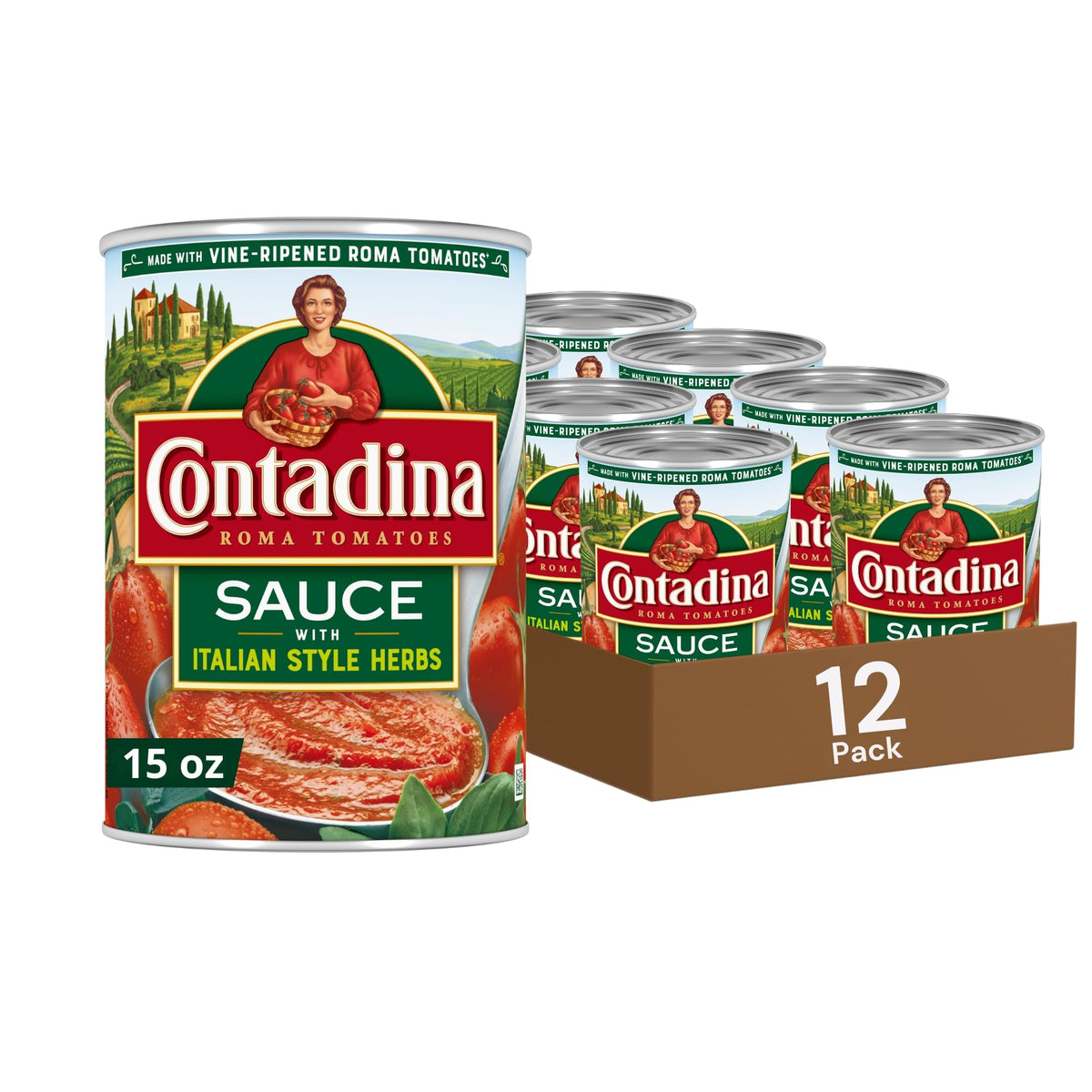 Contadina lata frontal mostrando diseño y tamaño práctico para cocina