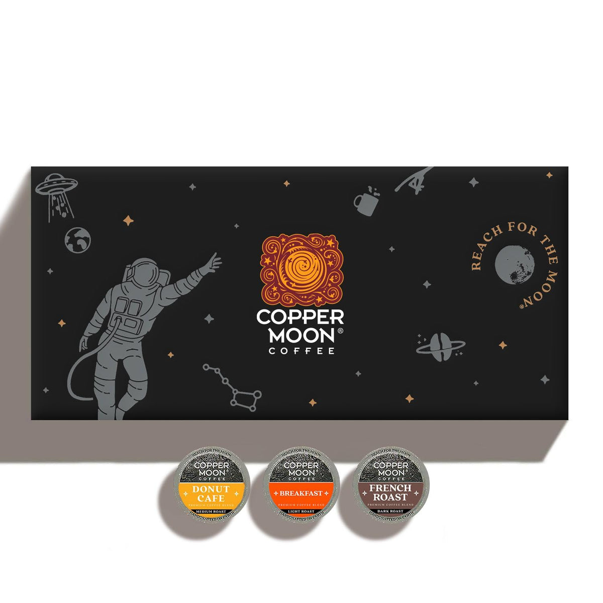 Copper Moon paquete frontal 60 cápsulas mostrando variedad y conveniencia