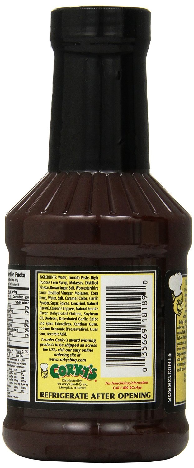 CORKY'S salsa en uso sobre costillas en asador aportando acabado caramelizado