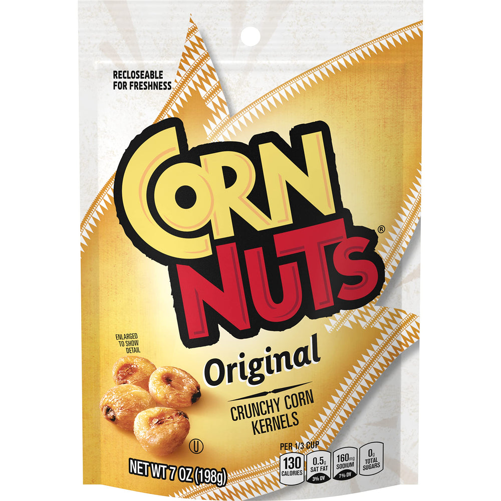 Corn Nuts paquete frontal mostrando la porción y conveniencia