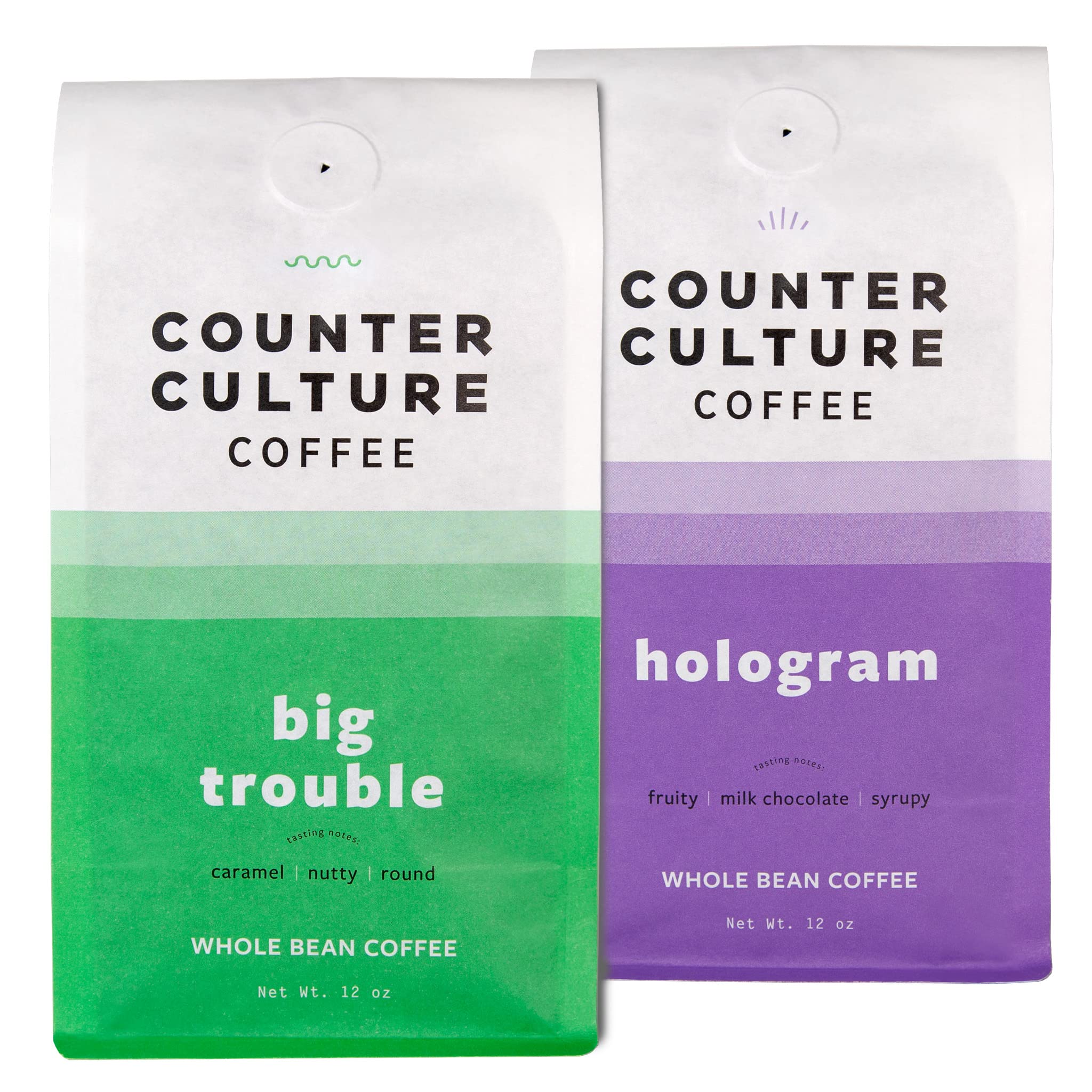 Counter Culture frente de las bolsas Big Trouble y Hologram mostrando diseño