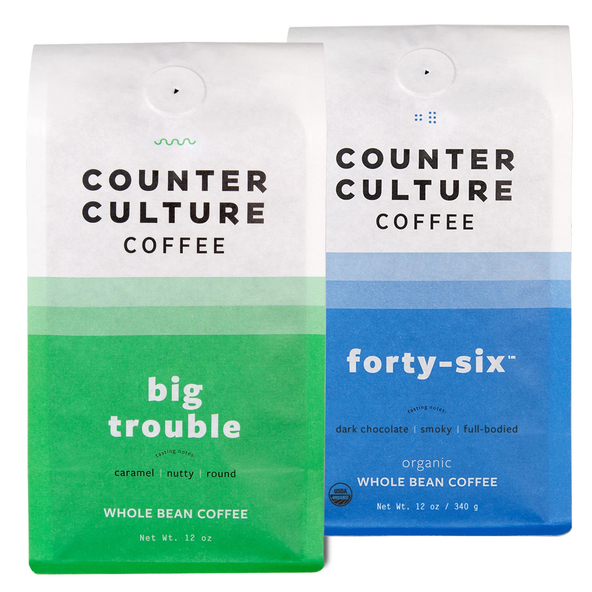 Counter Culture vista frontal de las dos bolsas que muestra el pack y beneficios de variedad