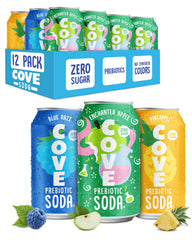 Cove Soda vista frontal del pack de 12, conveniencia y variedad