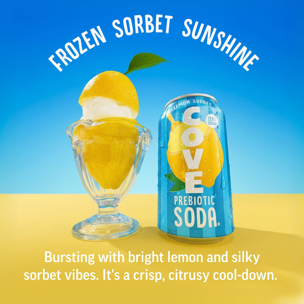 Cove Soda lata abierta con efervescencia, list a para beber y disfrutar