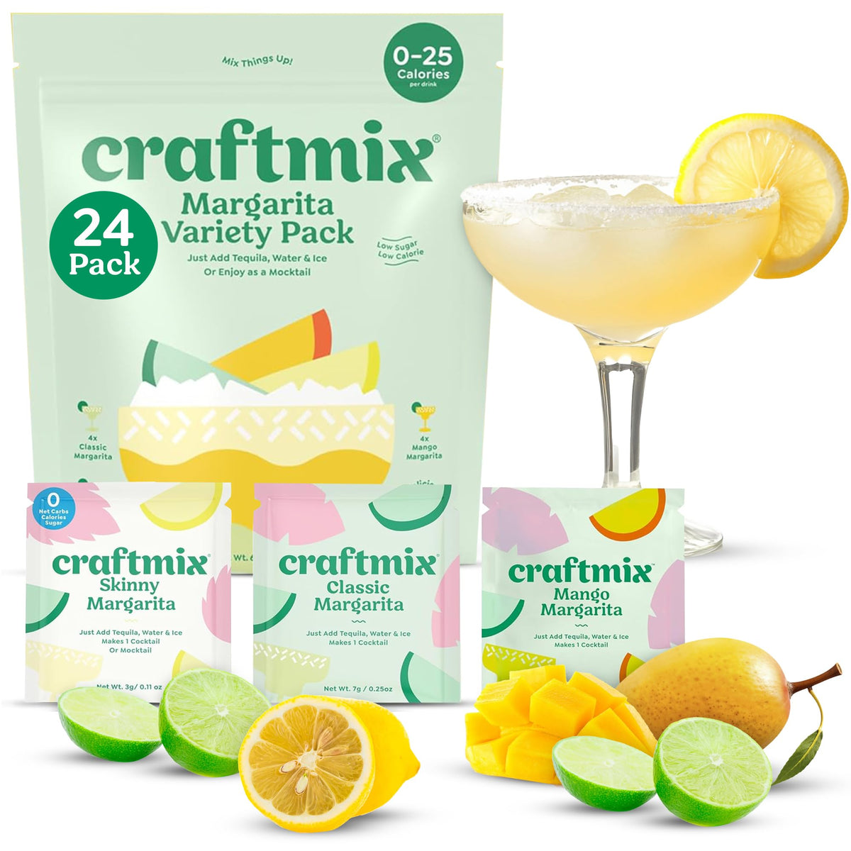 CRAFTMIX embalaje frontal mostrando 24 sobres, conveniencia portátil