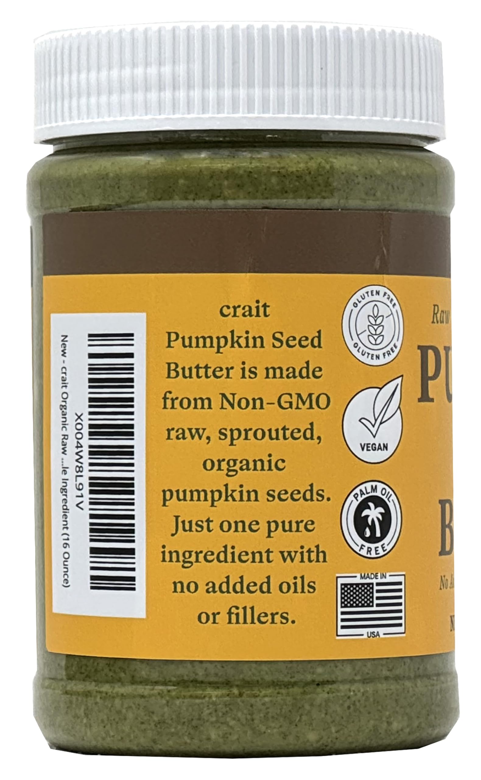 crait etiqueta con información de ingredientes orgánicos y pureza