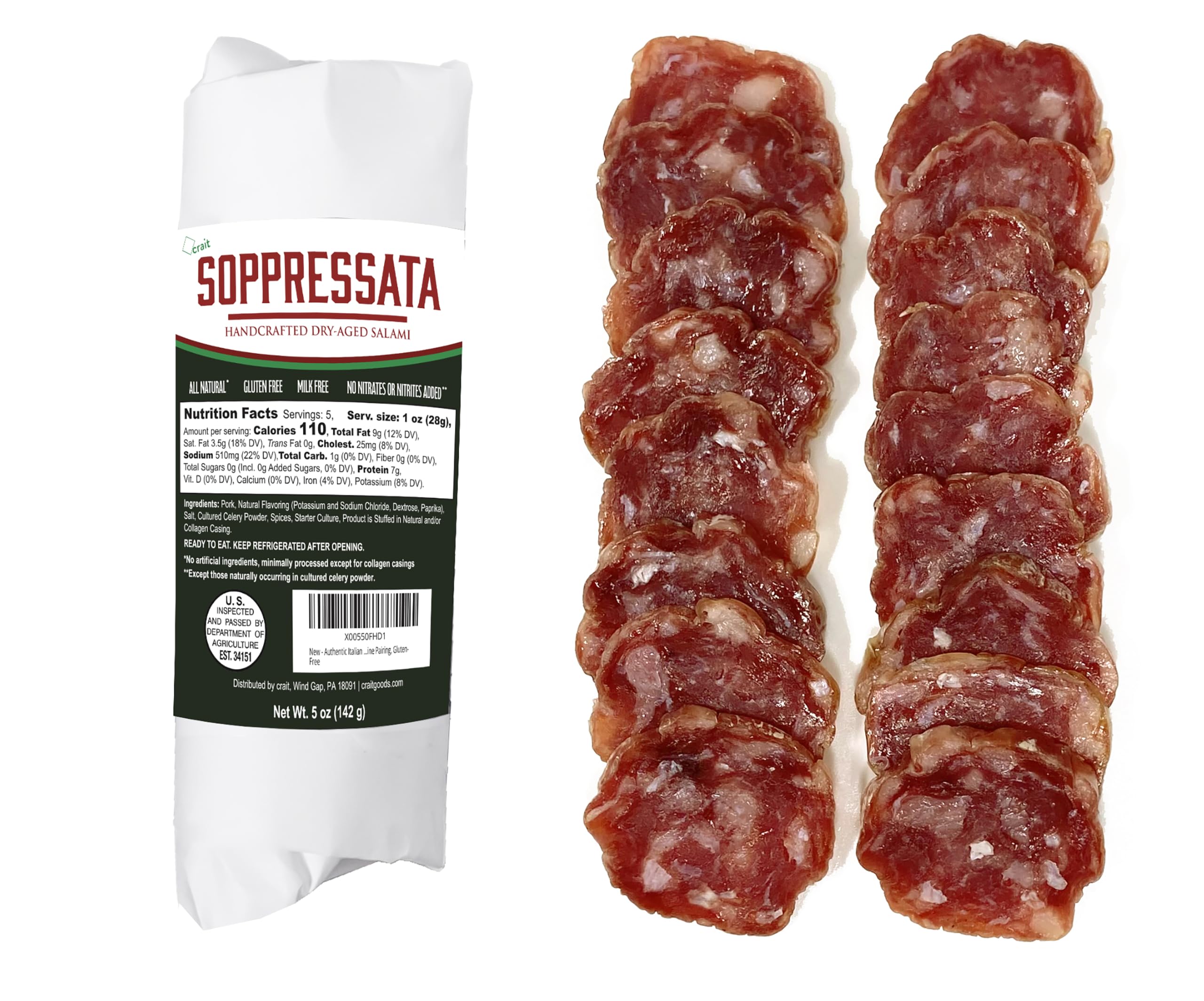 crait soppressata frente envasado listo para servir y conservar