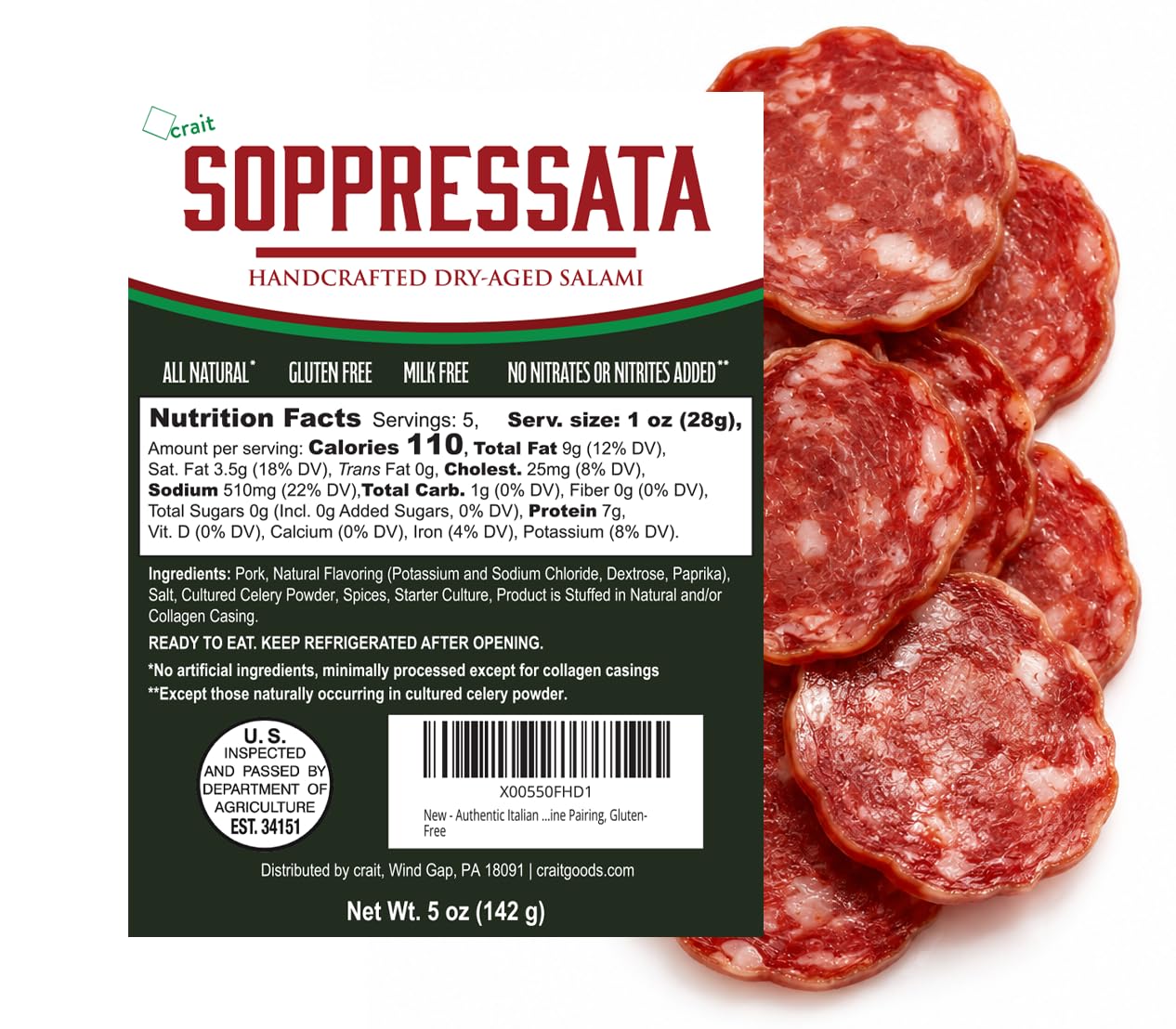 crait soppressata en tabla de charcutería con quesos y frutas para compartir