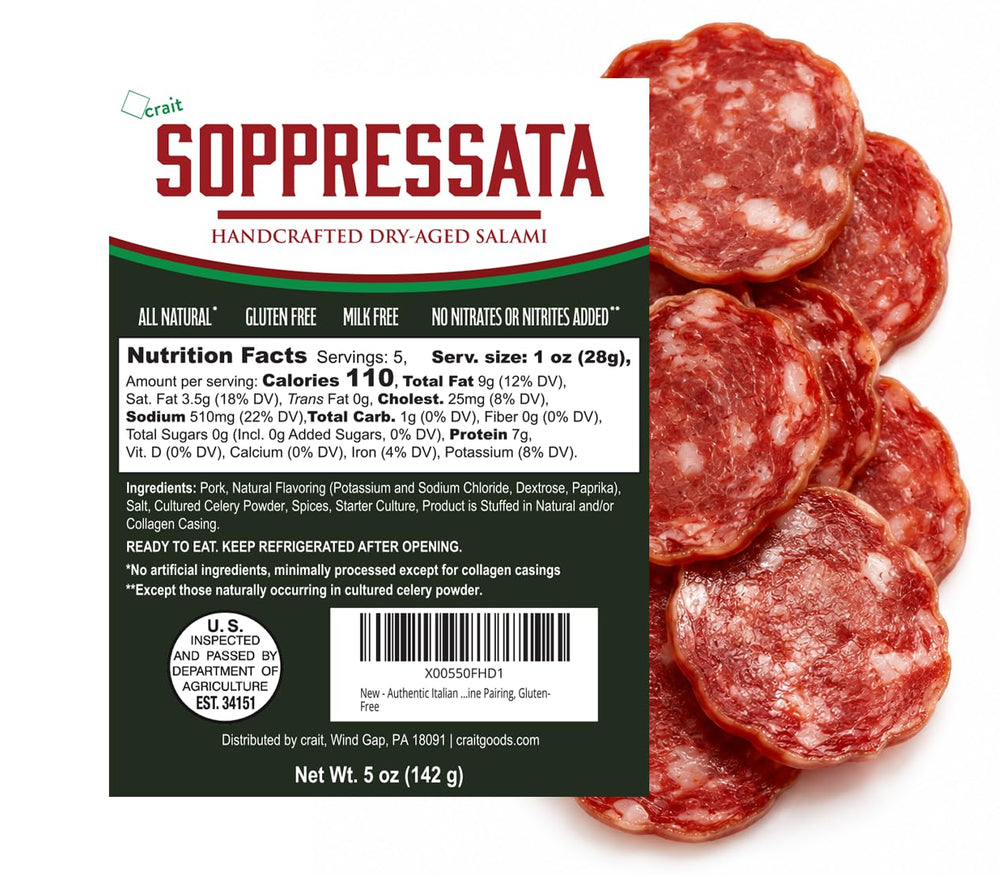 crait soppressata en tabla de charcutería con quesos y frutas para compartir