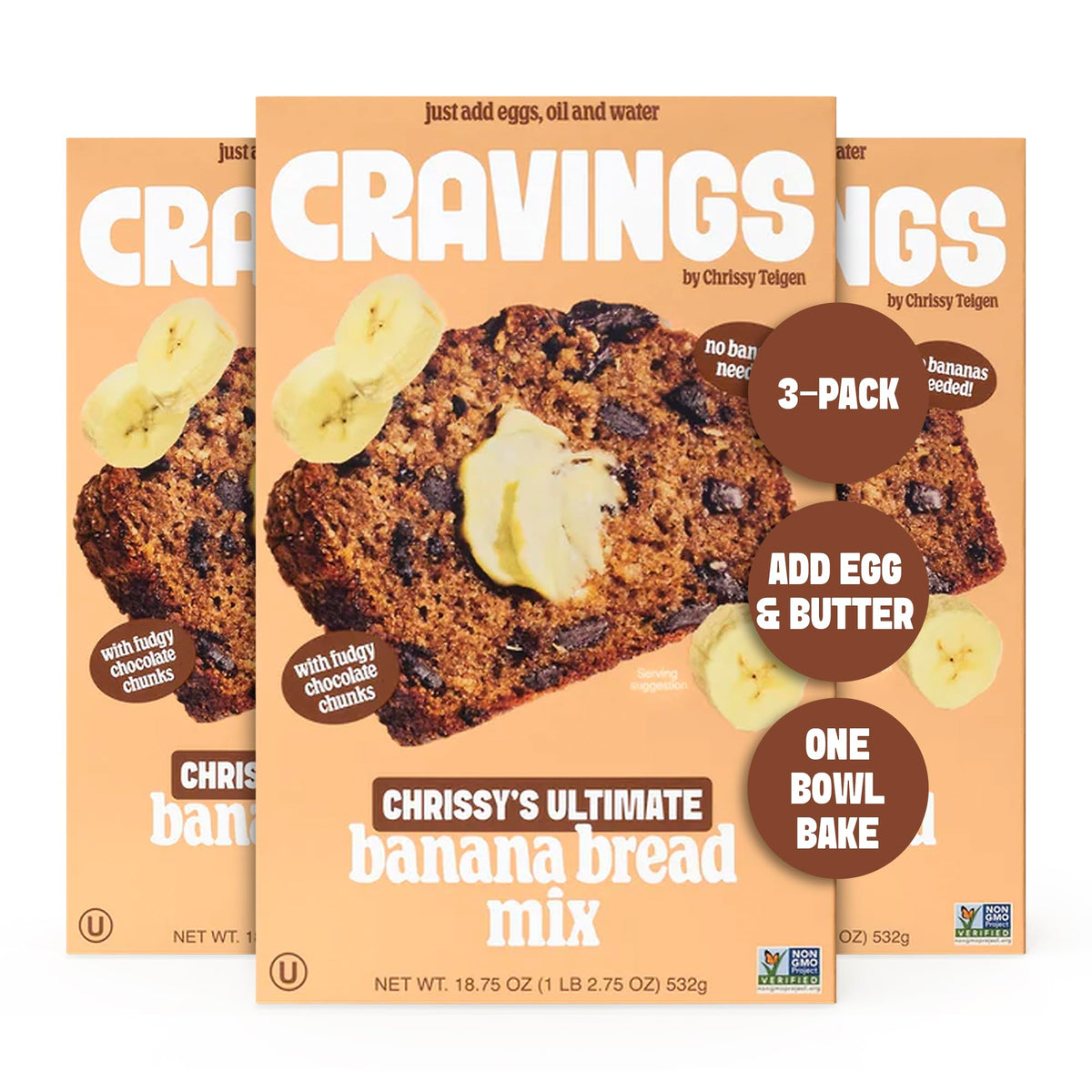 Cravings by Chrissy Teigen empaque frontal que muestra la mezcla y su facilidad