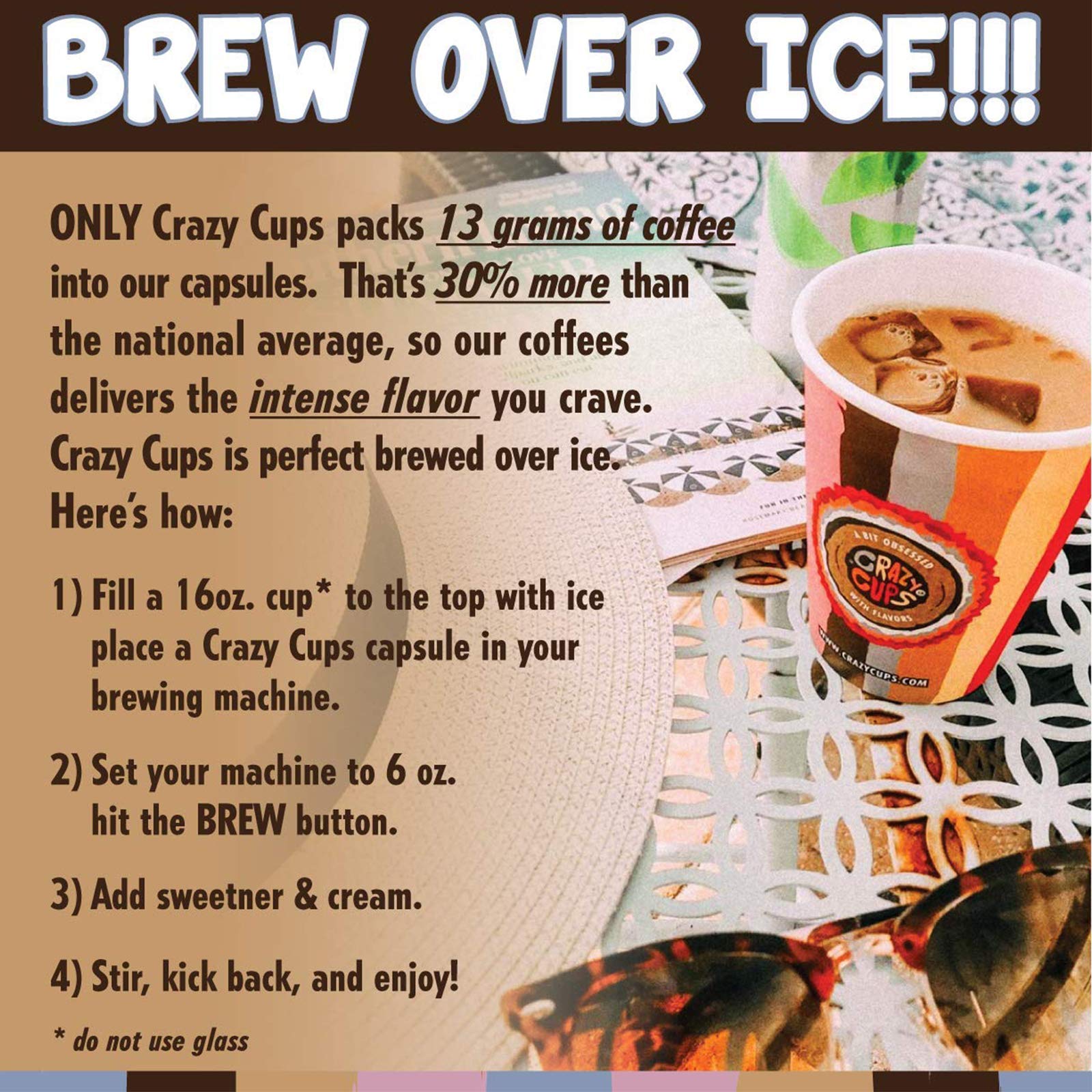 Crazy Cups cápsula en primer plano destacando mayor contenido de café y sello premium