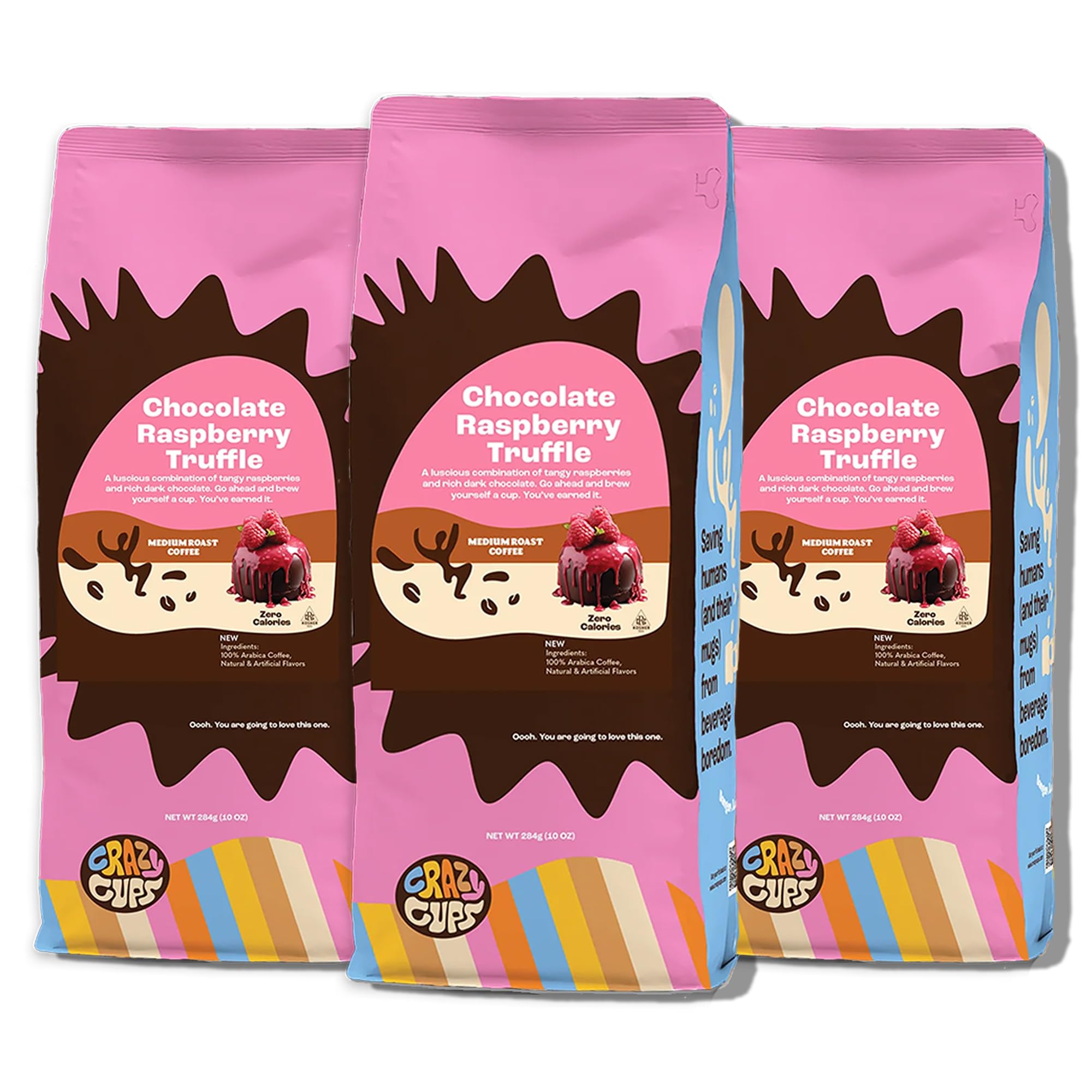 Crazy Cups frente pack 3x10oz mostrando presentación y conveniencia