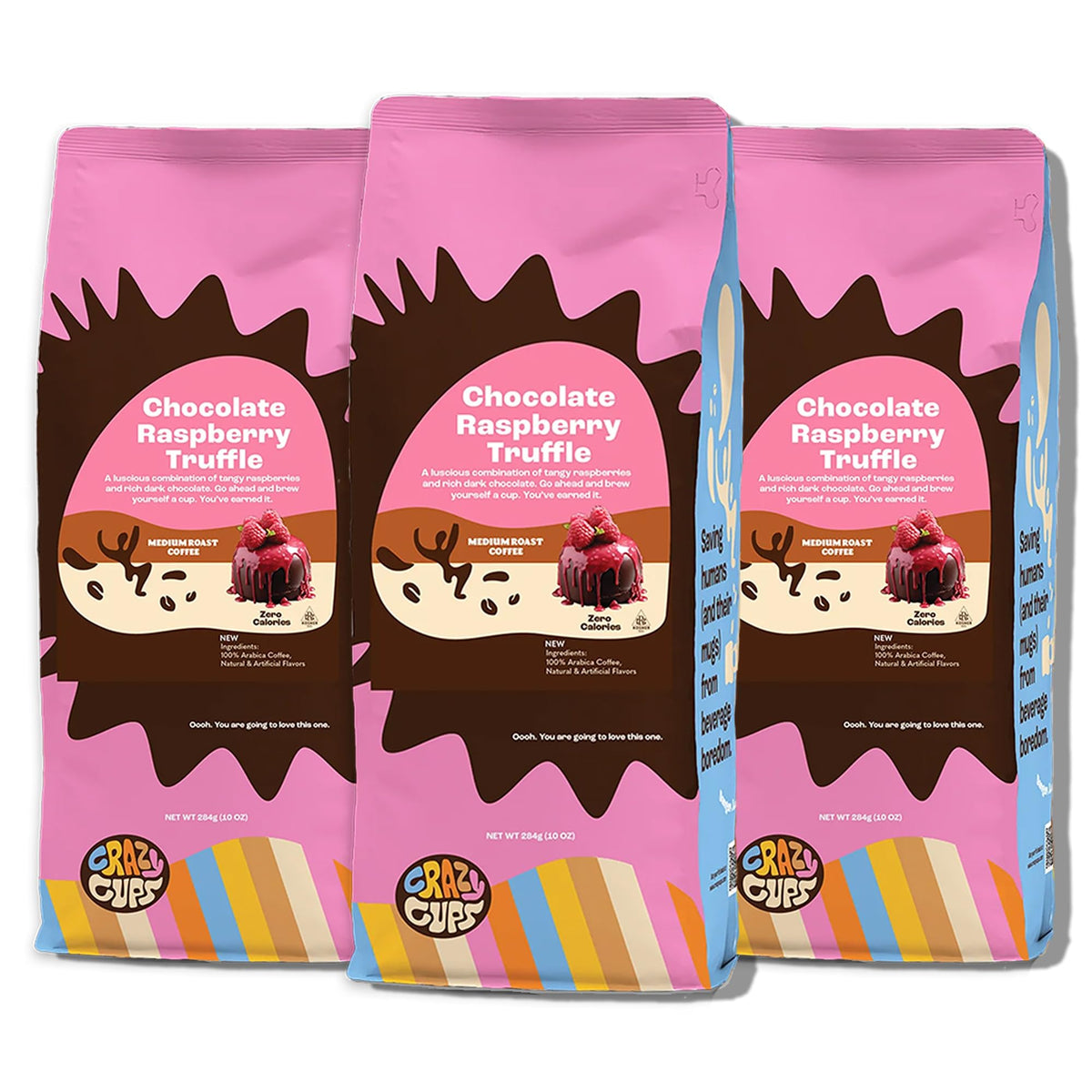 Crazy Cups frente pack 3x10oz mostrando presentación y conveniencia